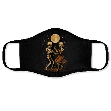 Discover Moonlit Skeleton Dance Illustration Face Masks