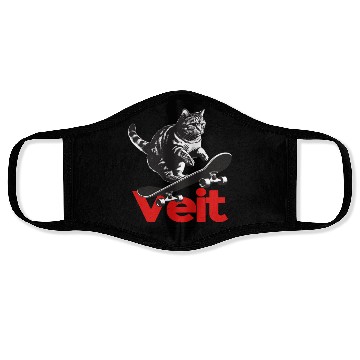 Discover Cool Cat Skateboard with cute Boy Name VEIT Face Masks