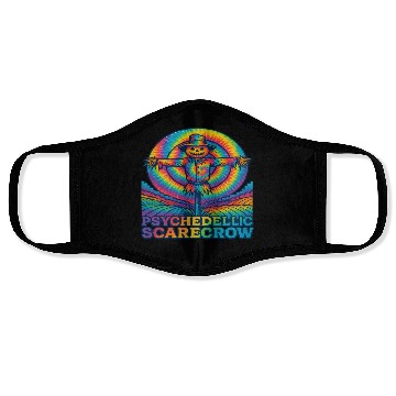 Discover Psychedelic Scarecrow Trippy EDM Rave Festival Face Masks