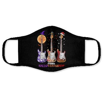 Discover Happy HalloThanksMas Guitar  Face Masks