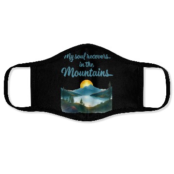 Discover Mountains and Sunrise Inspirational quote Face Masks