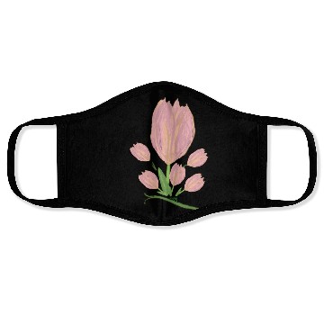 Discover Elegant Pink Tulips  Illustration Face Masks