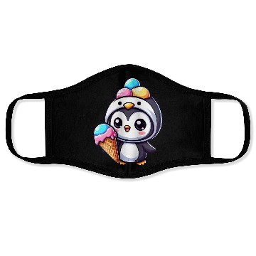 Discover Funny penguin ice cream sweet cartoon summer Face Masks