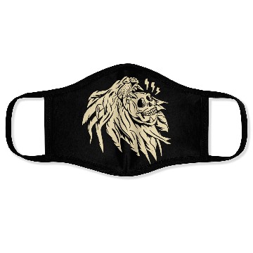 Discover Wild Skull Lion Tattoo Design Face Masks