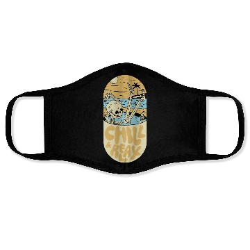 Discover Skeleton Chilling on Beach Sunset Face Masks