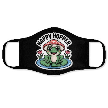 Discover Cute "Happy Hopper" Frog Sticker Design Face Masks