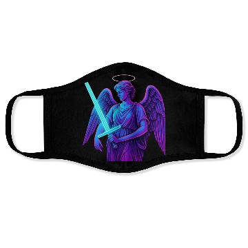 Discover Neon Angel Warrior Illustration Face Masks