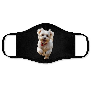 Discover Joyful Puppy Run Illustration Face Masks
