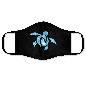 Discover hawaiian turtle with flowers Face Masks