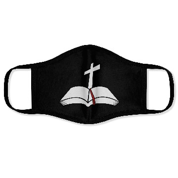 Discover cross open bible 3c Face Masks