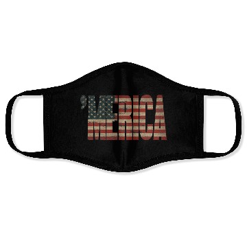 Discover Vintage Distressed US Flag 'MERICA Face Masks