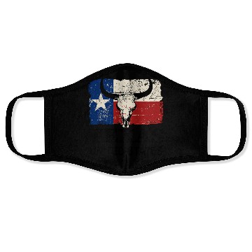 Discover Texas Bull Flag - Vintage Look Face Masks
