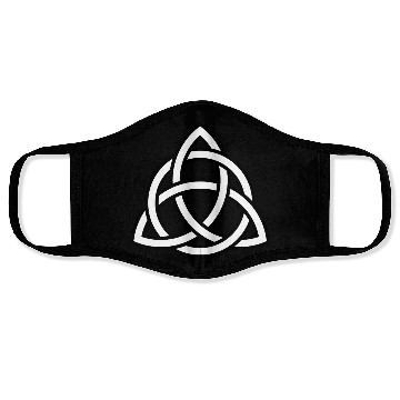 Discover Triquetra circle interlaced irish white black Face Masks