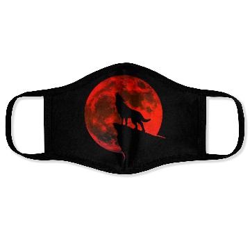 Discover Howling wolf full blood moon space galaxy gift dog Face Masks