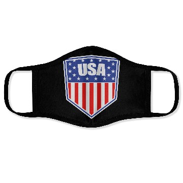 Discover text letters shield emblem emblem usa united state Face Masks