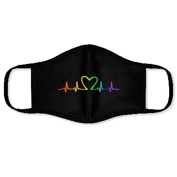 Discover LGBT Pride Rainbow Heartbeat Face Masks