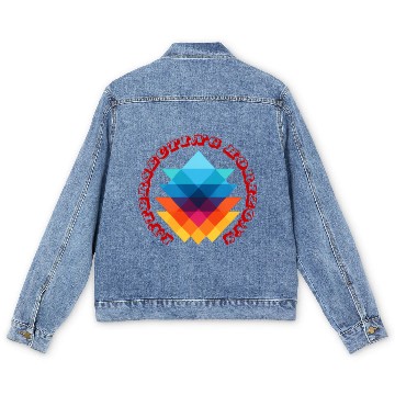 Discover Intersecting Horizons - Colorful Geometric Men's Denim Jackets