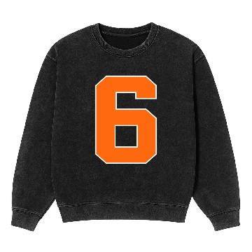 Discover Number 6 Sports Orange Mineral Wash Sweatshirts