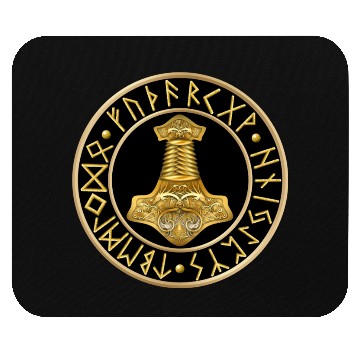 Discover Thor's Hammer Runes - Black Mouse Pads