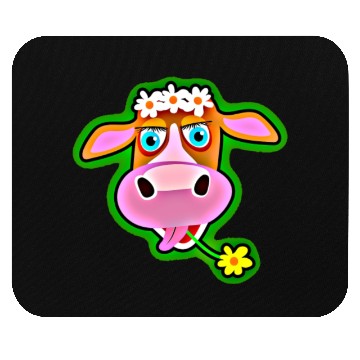 Discover Cute Cow with Bohemian Flower Crown Mouse Pads