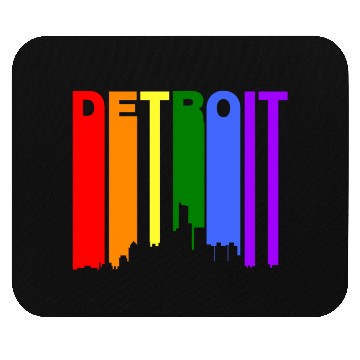 Discover Detroit Michigan Gay Pride Rainbow Skyline Mouse Pads