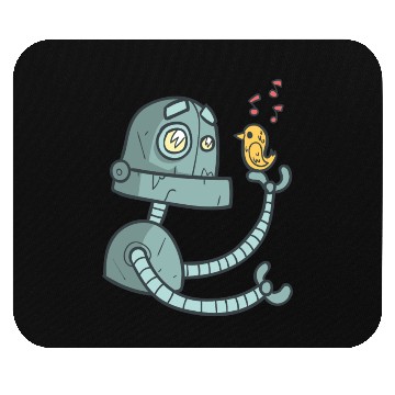 Discover Robot with a bird Mouse Pads