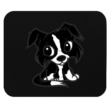 Discover border collie bw cartoon Mouse Pads