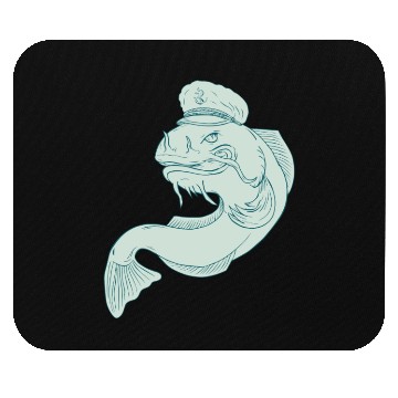 Discover Captain Catfish Drawing Mouse Pads
