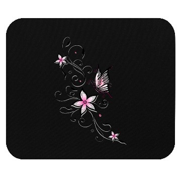 Discover Butterfly with Ornamental Flowers Mouse Pads