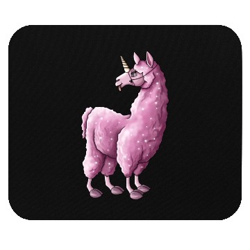 Discover Fluffy llama unicorn pink illustration cartoon Mouse Pads
