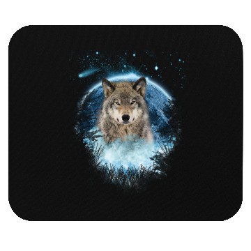 Discover Grey Wolf Bl Moon Full Scape Mouse Pads