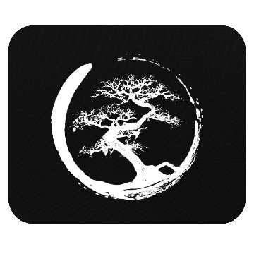 Discover Zen Bonsai Tree in Enso Circle (white) Mouse Pads