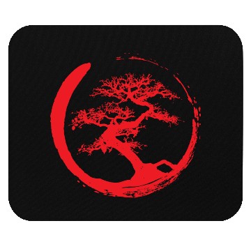 Discover Zen Bonsai Tree in Enso Circle (red) Mouse Pads