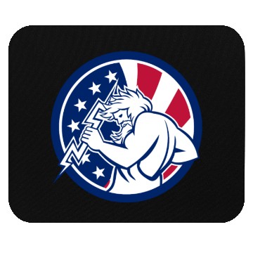 Discover Zeus With Thunderbolt USA Flag Icon Mouse Pads