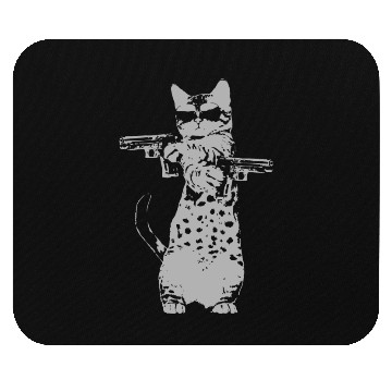 Discover Cat - gun kitty funny cat Mouse Pads