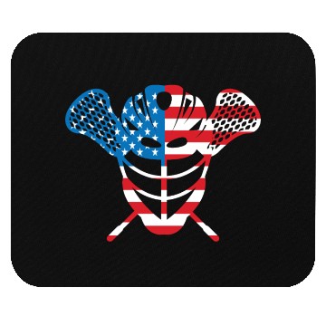 Discover Lacrosse Helmet and Sticks American Flag Mouse Pads