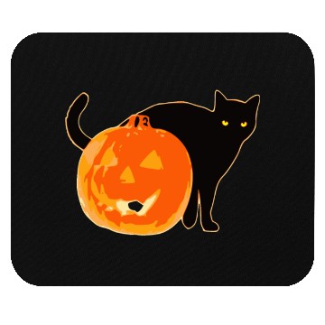 Discover Halloween Black Cat Jack o Lantern Pumpkin Funny Mouse Pads