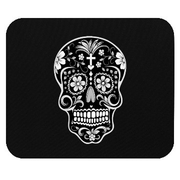 Discover Day Of The Dead Sugar Skull Black Mouse Pads