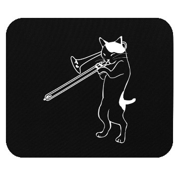 Discover Funny Trombone - Cat Playing Instrument - Humor Mouse Pads