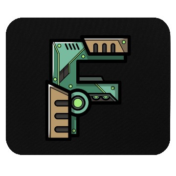 Discover Initial letter character gift idea robot present F Mouse Pads