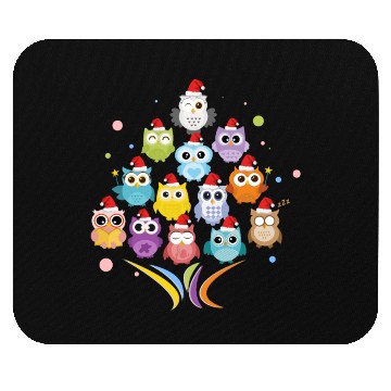 Discover Christmas - Christmas tree with Owls - Xmas - Pets Mouse Pads