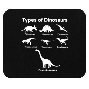 Discover Types of Dinosaurs T-Rex Veloceraptor, Triceratops Mouse Pads