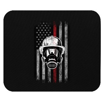 Discover Firefighter mask American Flag Thin Red Line Mouse Pads