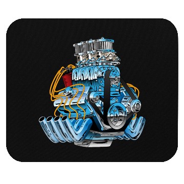 Discover Hot Rod Race Car Dragster Engine Cartoon Mouse Pads