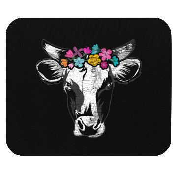 Discover Cow Land Flowers Mouse Pads