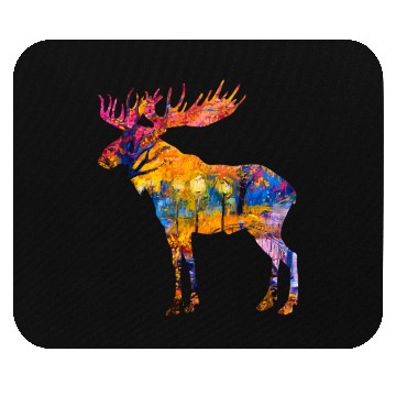 Discover Colorful Canadian Moose Mouse Pads Abstract Paint Wild