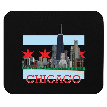 Discover Chicago Skyline and Flag Mouse Pads