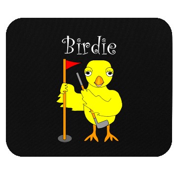 Discover Birdie Golfing Chick White Text Mouse Pads
