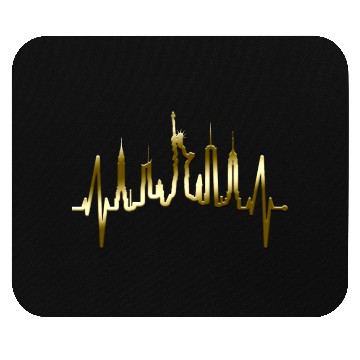 Discover New York City Heartbeat Manhattan Skyline USA Gold Mouse Pads