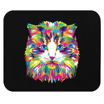 Discover Psychedelic Colorful Cat Abstract Kitten Bright Mouse Pads